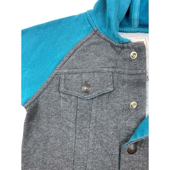 Levi”s boys cotton fleece grey and turquoise trucker jacket - Picture 2 of 4